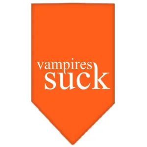 Vampires Suck Screen Print Bandana Orange Large