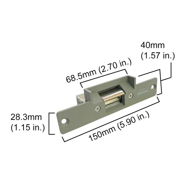 Visionis VIS-EL100-FSE - 770lbs Stainless Steel Electric Door Strike for Wood and Metal Doors 12V Fail Secure Normally Open