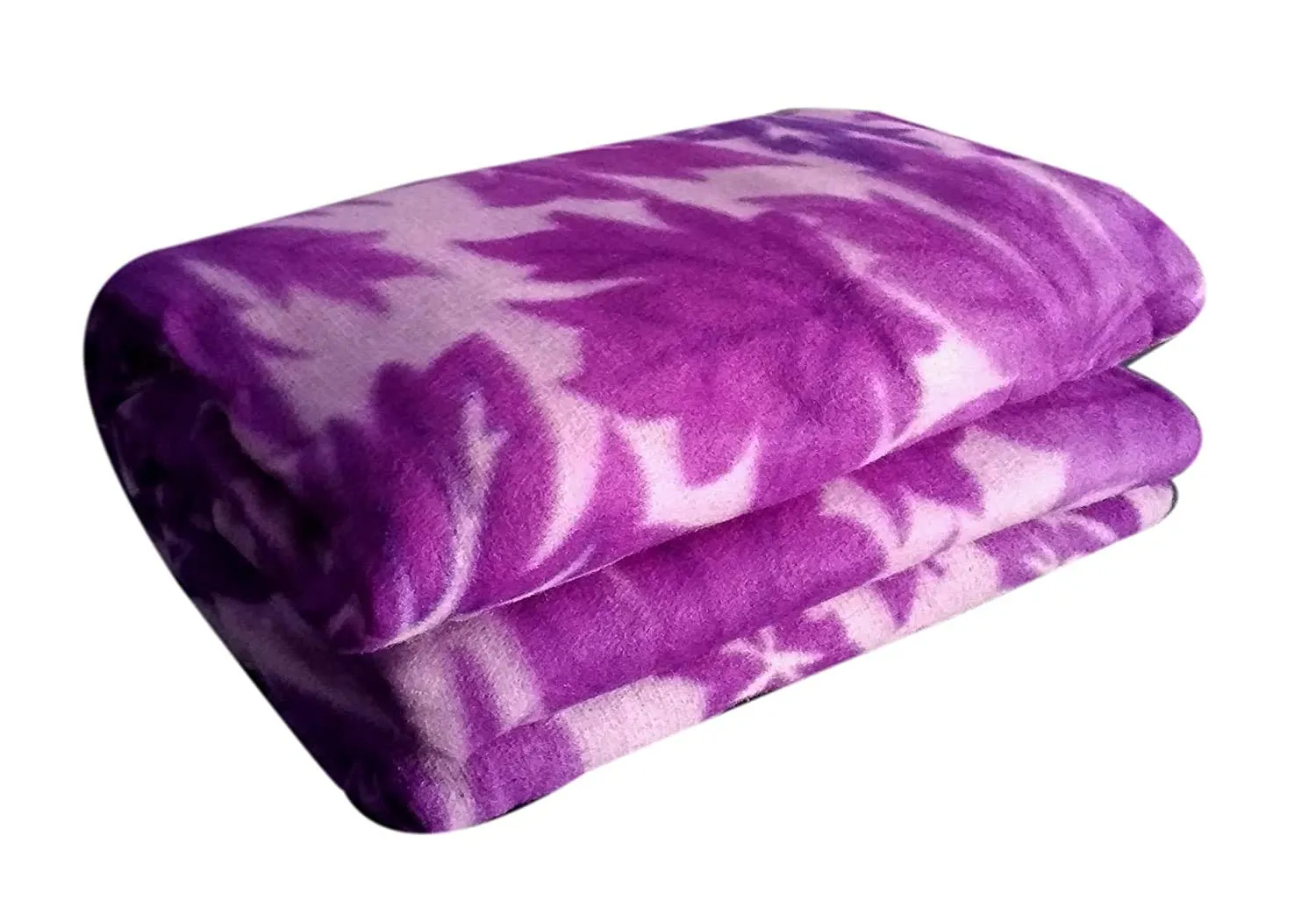 Visnik Leaf Print Woollen Quilt(Razai)/Blanket Cover(Single Bed) Purple