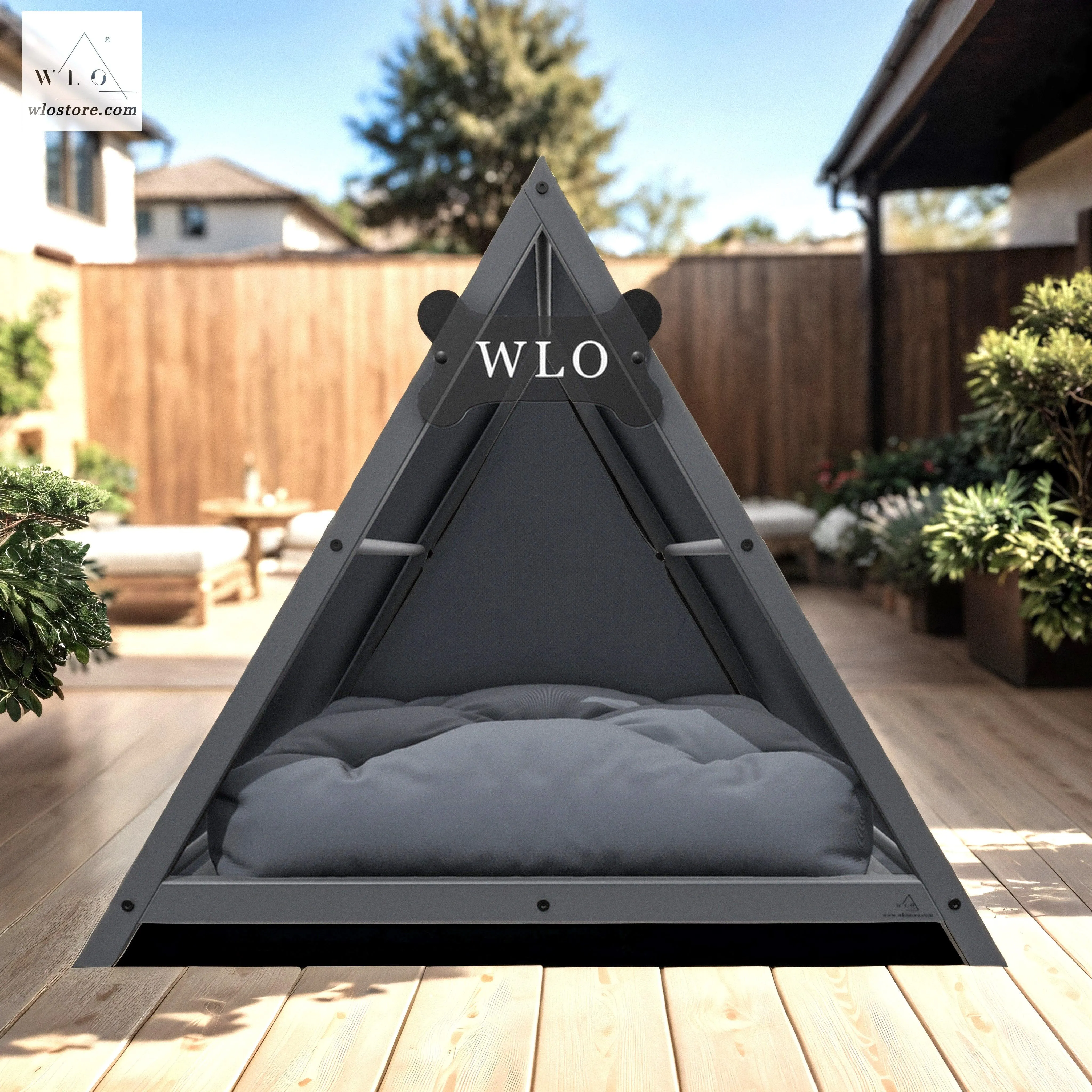 WLO® Gray Lakota Elevated Modern Dog House