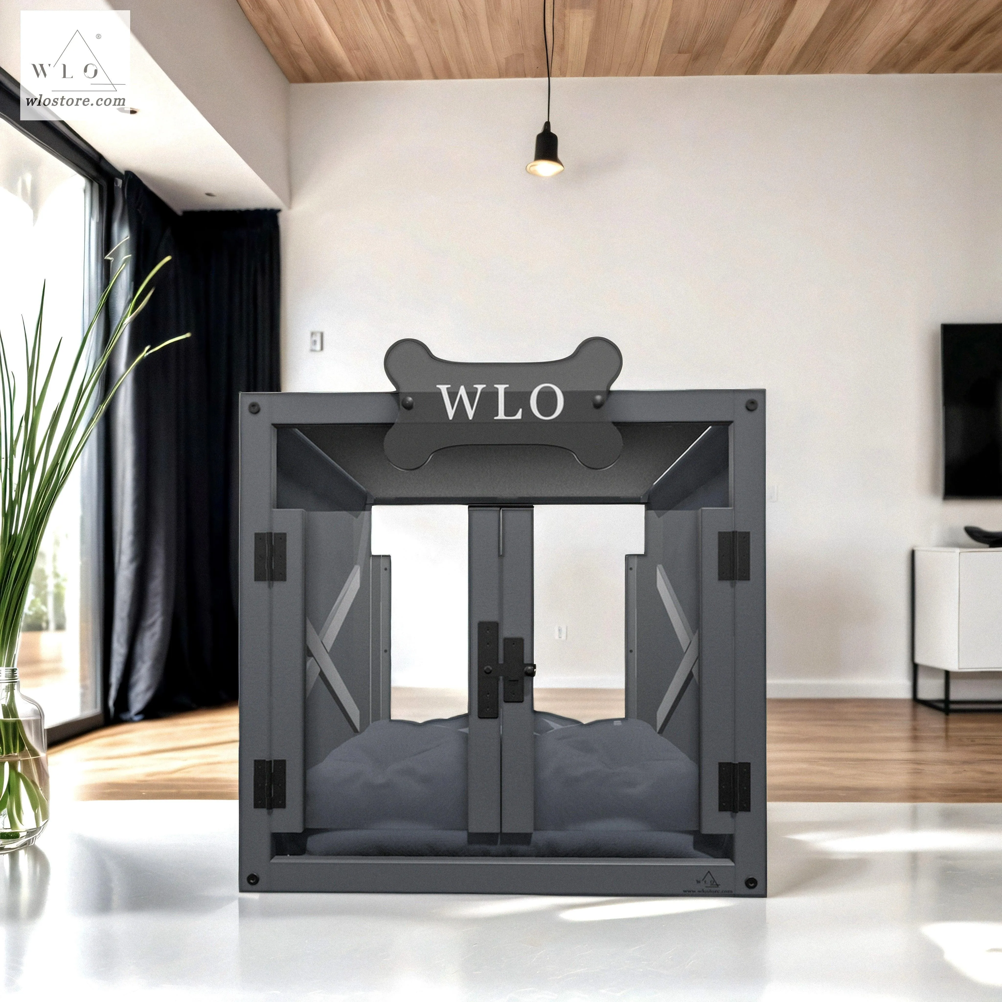 WLO® Gray Pueblo Modern Dog House