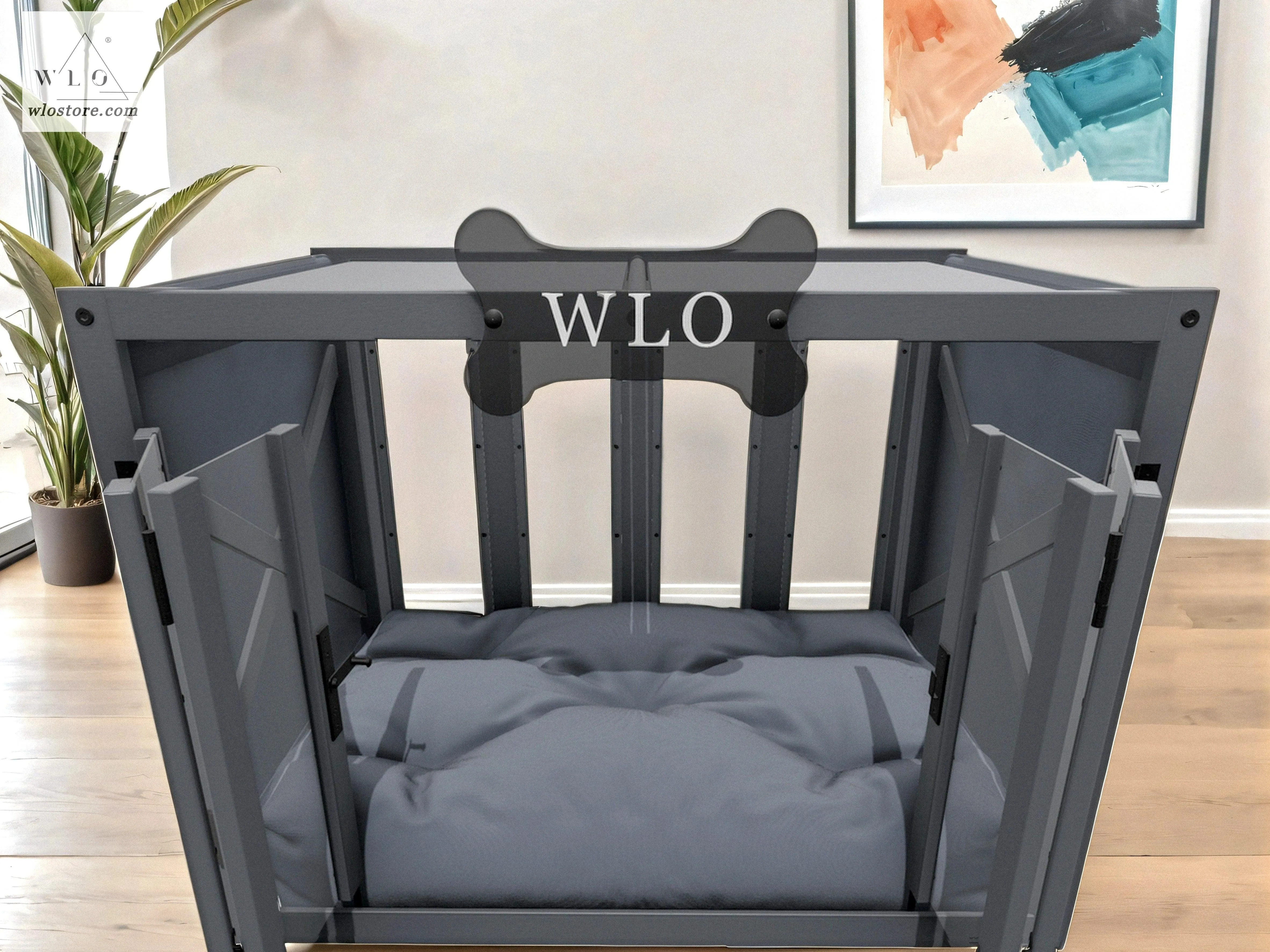 WLO® Gray Pueblo Modern Dog House