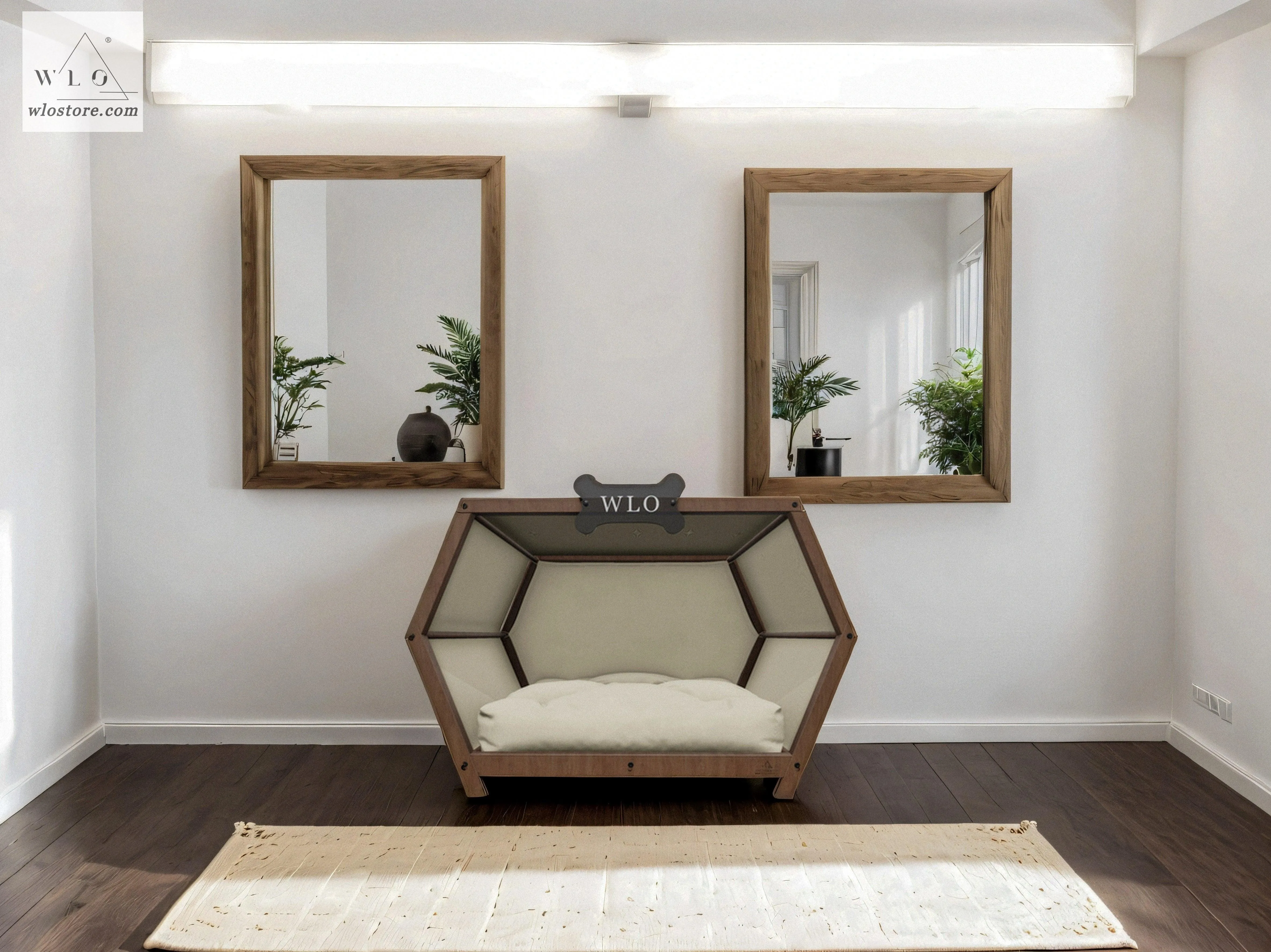 WLO® Walnut Hexxon Elevated Modern Dog House