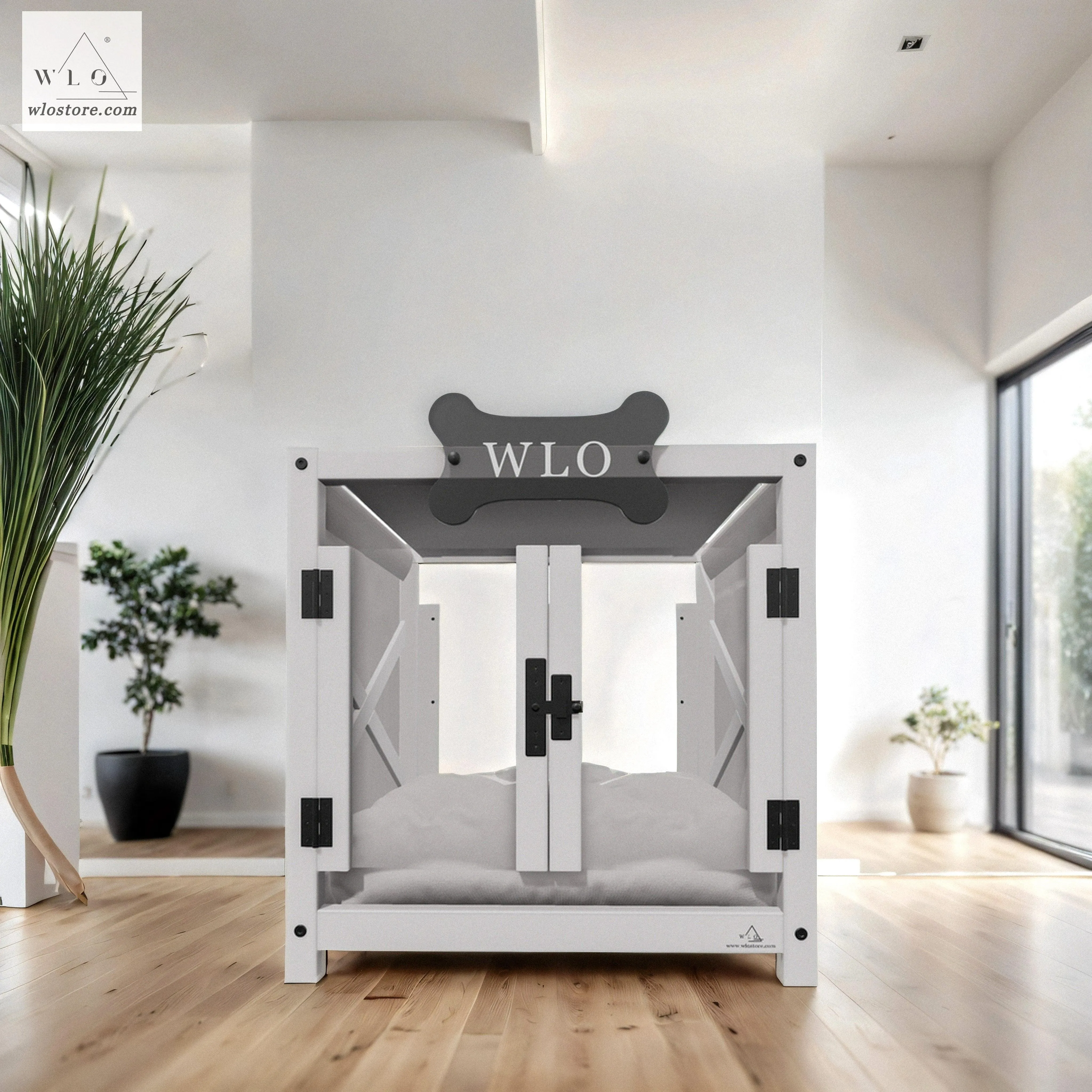 WLO® White Pueblo Elevated Modern Dog House